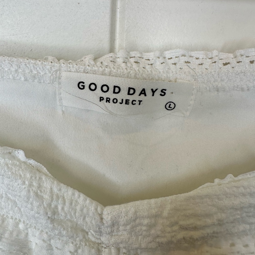 Good Days Project White Textured Ruffle Square Neck Top Size L - Picture 3 of 5